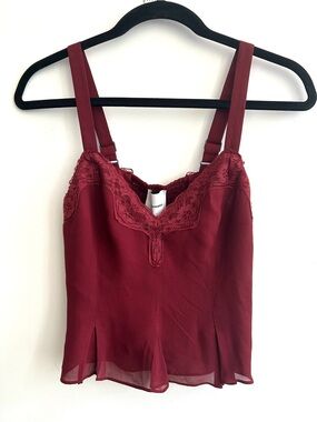 Reformation Burgundy Lace Trim Camisole Top, size 2